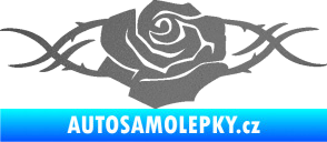 Samolepka Květina dekor 020 pravá růže s trny grafitová metalíza