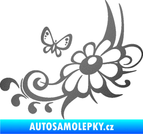 Samolepka Květina dekor 029 levá grafitová metalíza
