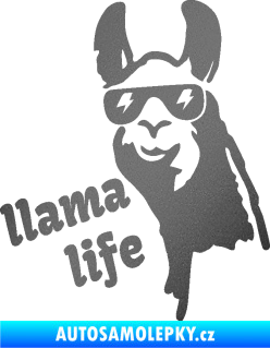 Samolepka Lama 004 llama life grafitová metalíza