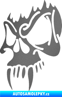 Samolepka Lebka 010 levá s upířími zuby grafitová metalíza