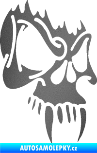 Samolepka Lebka 010 pravá s upířími zuby grafitová metalíza