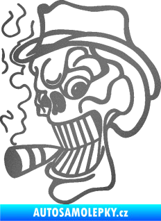 Samolepka Lebka 020 levá crazy s cigaretou grafitová metalíza