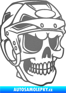 Samolepka Lebka 023 pravá hokejista grafitová metalíza