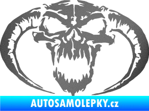 Samolepka Lebka 027 pravá se zahnutými rohy grafitová metalíza