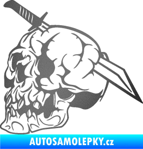 Samolepka Lebka 031 levá probodnutá nožem grafitová metalíza