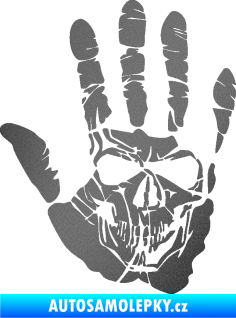 Samolepka Lebka 032 levá otisk dlaně grafitová metalíza