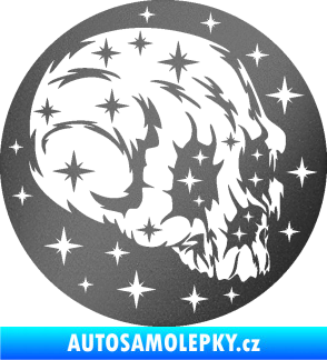 Samolepka Lebka 038 pravá hvězdy grafitová metalíza