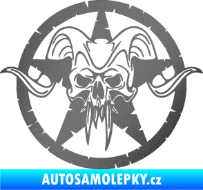 Samolepka Lebka 039 levá army hvězda grafitová metalíza