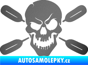 Samolepka Lebka 053 levá s pádly grafitová metalíza