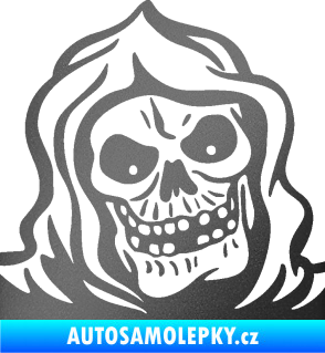Samolepka Lebka 057 pravá v kápi grafitová metalíza