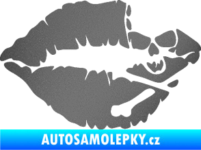 Samolepka Lebka polibek pravá grafitová metalíza