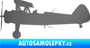 Samolepka Letadlo 020 levá Boeing Stearman model 75 biplane grafitová metalíza