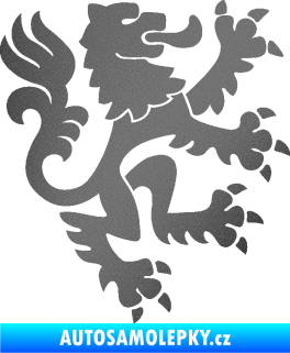 Samolepka Lev heraldika 001 pravá Český lev grafitová metalíza
