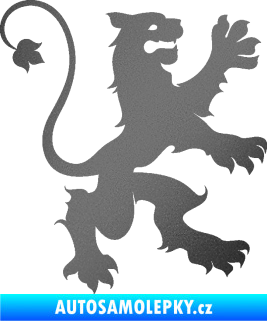 Samolepka Lev heraldika 002 pravá grafitová metalíza