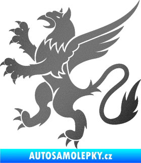 Samolepka Lev heraldika 003 levá grafitová metalíza