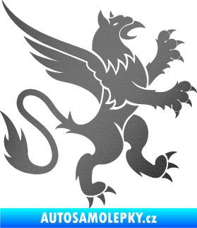 Samolepka Lev heraldika 003 pravá grafitová metalíza
