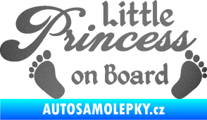 Samolepka Little princess on board 002 nápis s nožičkami grafitová metalíza