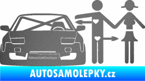 Samolepka Love car like sex levá grafitová metalíza