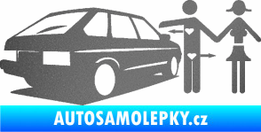 Samolepka Love car love girl levá grafitová metalíza