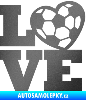 Samolepka Love fotbal grafitová metalíza