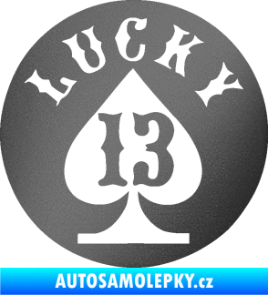 Samolepka Lucky 13 šťastná třináctka grafitová metalíza