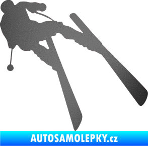 Samolepka Lyžař 007 pravá grafitová metalíza