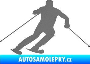 Samolepka Lyžař 021 pravá grafitová metalíza