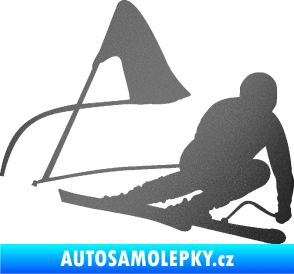 Samolepka Lyžař 025 pravá grafitová metalíza