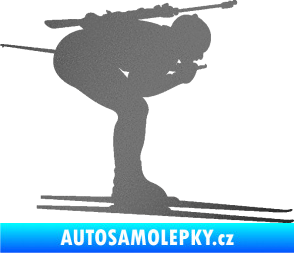Samolepka Lyžař 028 pravá - biatlon grafitová metalíza