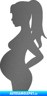 Samolepka Maminka v autě 002 levá silueta těhulka grafitová metalíza