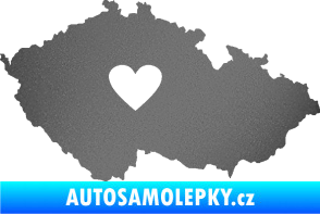 Samolepka Mapa České republiky 002 srdce grafitová metalíza