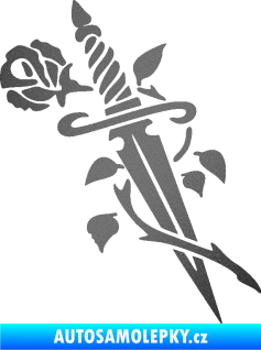 Samolepka Meč s růží pravá grafitová metalíza