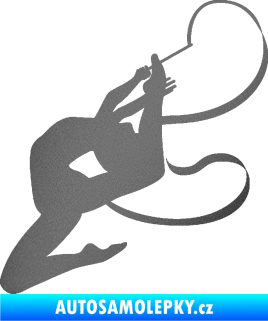Samolepka Moderní gymnastika 001 levá gymnastka se stuhou grafitová metalíza