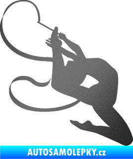 Samolepka Moderní gymnastika 001 pravá gymnastka se stuhou grafitová metalíza