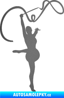 Samolepka Moderní gymnastika 003 pravá gymnastka se stuhou grafitová metalíza