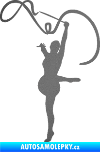 Samolepka Moderní gymnastika 003 levá gymnastka se stuhou grafitová metalíza