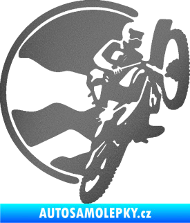 Samolepka Motokros 002 pravá grafitová metalíza