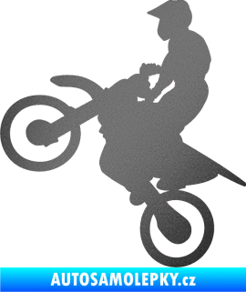 Samolepka Motorka 024 levá motokros grafitová metalíza