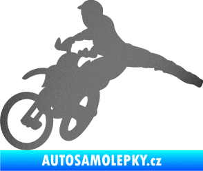 Samolepka Motorka 030 levá motokros grafitová metalíza