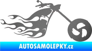 Samolepka Motorka 042 pravá plameny grafitová metalíza