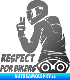 Samolepka Motorkář 003 levá respect for bikers nápis grafitová metalíza