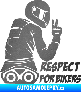 Samolepka Motorkář 003 pravá respect for bikers nápis grafitová metalíza