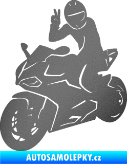 Samolepka Motorkář 006 levá grafitová metalíza