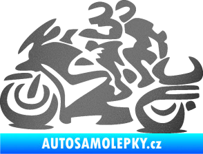 Samolepka Motorkář 009 levá se spolujezdcem grafitová metalíza