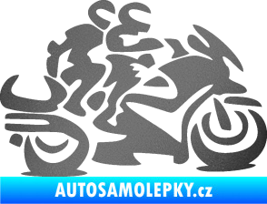 Samolepka Motorkář 009 pravá se spolujezdcem grafitová metalíza