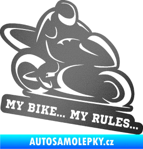 Samolepka Motorkář 012 pravá s textem grafitová metalíza
