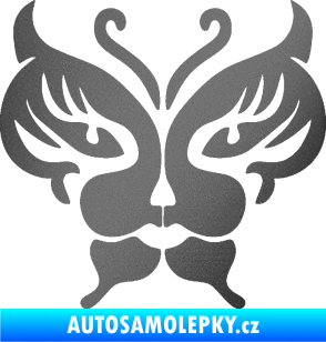 Samolepka Motýl 016 kočičí obličej grafitová metalíza
