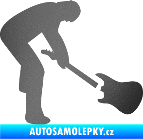 Samolepka Music 007 pravá rocker s kytarou grafitová metalíza