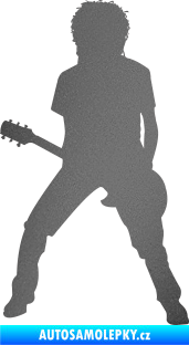 Samolepka Music 010 levá rocker s kytarou grafitová metalíza