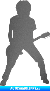 Samolepka Music 010 pravá rocker s kytarou grafitová metalíza